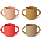 4 Tasses Silicone Gene - Lapin et ours apple red / rose