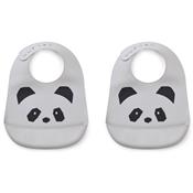 2 Bavoirs Tilda silicone Panda - dumbo grey