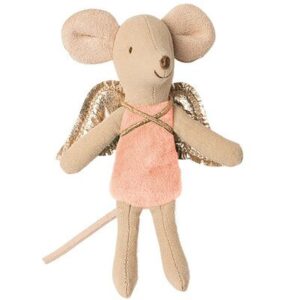 Souris Ange petite soeur velours rose fané MAILEG