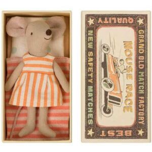 Souris grande soeur box Robe rétro - Micro MAILEG Souris boîte d'allumettes Maileg
