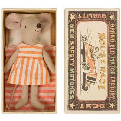 Souris grande soeur box Robe rétro - Micro MAILEG Souris boîte d'allumettes Maileg