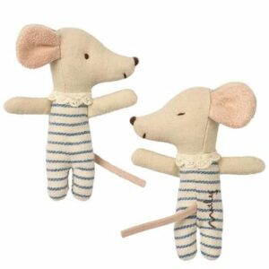 Bébé Souris rayé bleu endormie MAILEG Boîte d'allumette Mouse Sleepy-wakey Baby Box