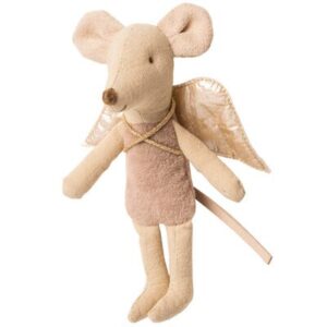 Souris Ange petite soeur velours mauve MAILEG