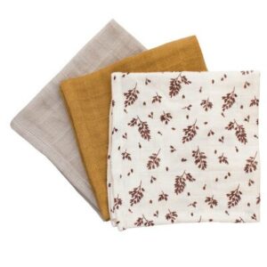 3 petits langes coton biologique Meadow MAIN SAUVAGE