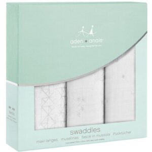 3 grands langes maxi-langes deco metallic silver ADEN+ANAIS l www.little-home.fr Couverture emmaillotage