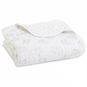 Couverture de rêve metallic silver deco dandelion ADEN+ANAIS l www.little-home.fr couverture naissance