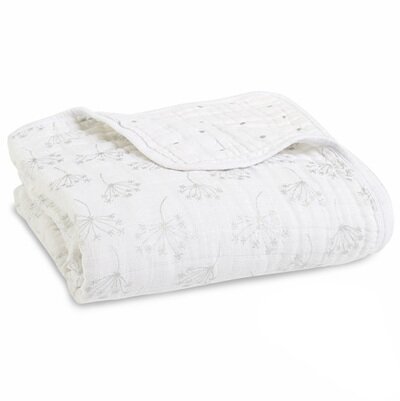 Couverture de rêve metallic silver deco dandelion ADEN+ANAIS l www.little-home.fr couverture naissance