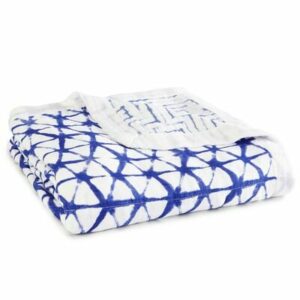 Couverture de rêve bambou indigo shibori ADEN+ANAIS llittle-home.fr couverture naissance bébé enfant