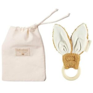 Anneau dentition Hochet lapin bois caramel NOBODINOZ www.little-home.fr