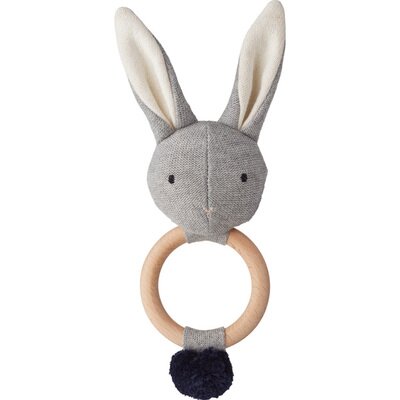 Hochet Aria - Lapin gris chiné LIEWOOD l www.little-home.fr Hochet Bois Tricot Bio Eveil Bébé Montessori