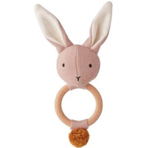 Hochet Aria - Lapin rose LIEWOOD l www.little-home.fr Hochet Bois Tricot Bio Eveil Bébé Montessori bébé