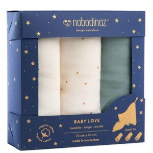 3 Langes Baby Love eden green NOBODINOZ www.little-home.fr Bain Naissance