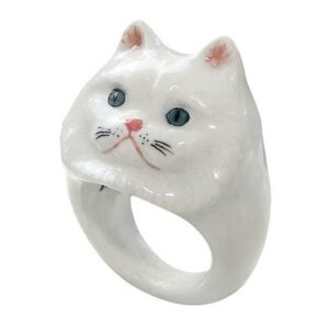 Bague Porcelaine Femme Chat persan blanc Alice Merveilles NACH BIJOUX l www.little-home.fr Bijoux Paris