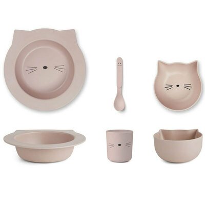 Coffret bébé Repas en bambou Chat rose LIEWOOD l www.little-home.fr Vaisselle enfant Melamine Naturelle