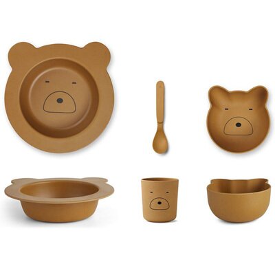 Coffret bébé Repas en bambou Ours Bear LIEWOOD l www.little-home.fr Vaisselle enfant Melamine Naturelle