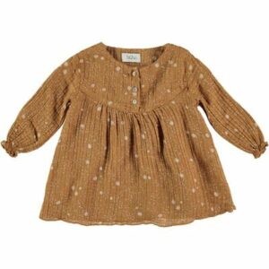 Robe imprimée ROSIE - Biscuit BUHO l www.little-home.fr Robe bébé enfant BUHO BCN fleurs Moutarde Ocre