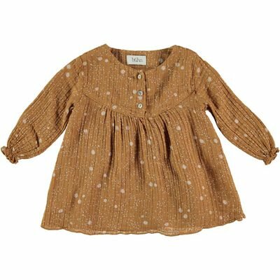 Robe imprimée ROSIE - Biscuit BUHO l www.little-home.fr Robe bébé enfant BUHO BCN fleurs Moutarde Ocre