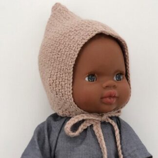 Béguin Bonnet tricot crochet beige poupée PAOLA REINA