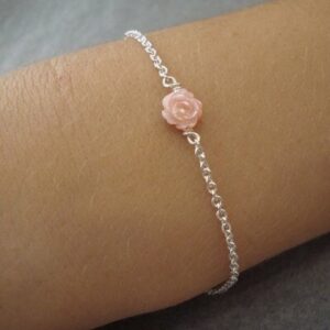 Bracelet mini rose en nacre - rose CARAMEL AU SUCRE