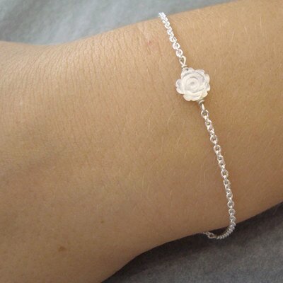 Bracelet mini rose - nacre blanc CARAMEL AU SUCRE