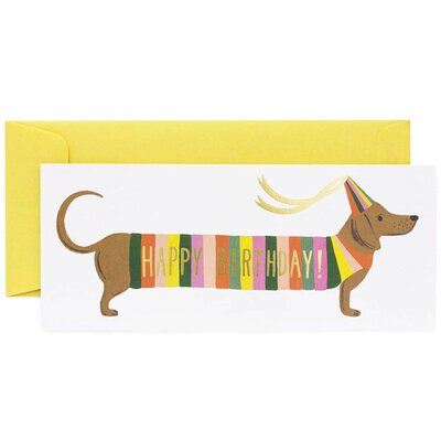 Carte de voeux anniversaire chien saucisse Hot Dog RIFLE PAPER CO