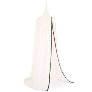 Ciel de lit baldaquin Amour Pompon - Naturel Noir NOBODINOZ l www.little-home.fr Décoration chambre bébé