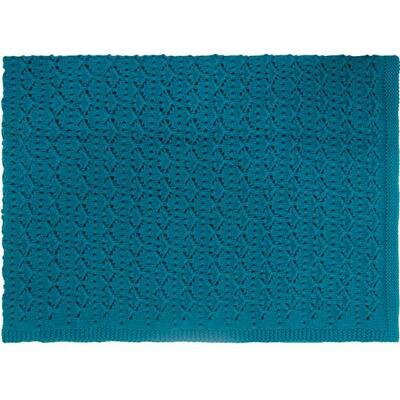 Couverture tricot dentelle bleu ROSE IN APRIL l www.little-home.fr Plaid Edredon linge de lit enfant