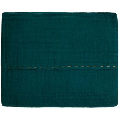 Drap plat brodé gaze coton bleu canard NUMERO74 linge de lit enfant drap design N74