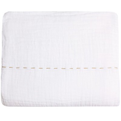 Drap plat brodé gaze coton BIO blanc NUMERO74 l www.little-home.fr linge de lit enfant drap de lit N74