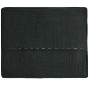 Drap plat brodé gris anthracite BIO NUMERO74 linge de lit enfant drap design N74