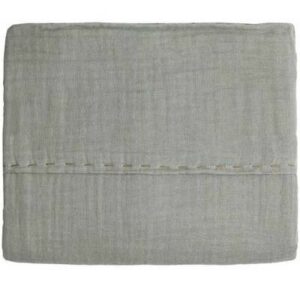 Drap plat brodé gaze coton gris clair NUMERO74 linge de lit enfant drap design N74