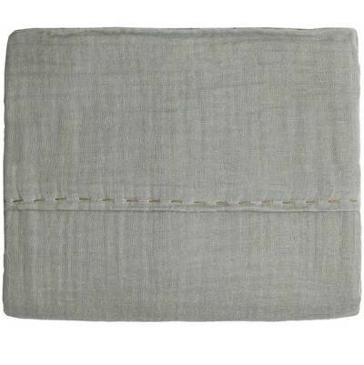 Drap plat brodé gaze coton gris clair NUMERO74 linge de lit enfant drap design N74