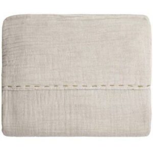 Drap plat brodé gaze coton rose poudre NUMERO74 linge de lit enfant drap design N74