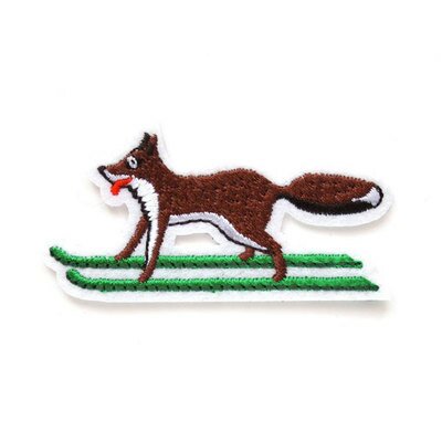 Ecusson brodé Renard skieur sport d'hiver MACON et LESQUOY