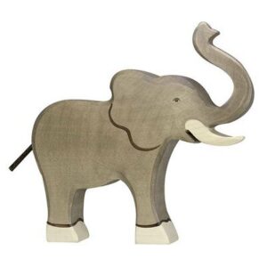 Figurine animal en bois - éléphant trompe haute HOLZTIGER