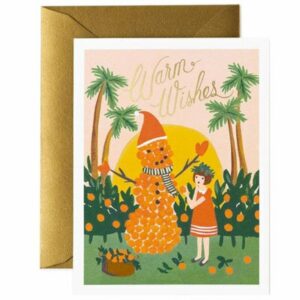 Carte de voeux Noël Warm Wishes Snowman RIFLE PAPER CO www.little-home.fr