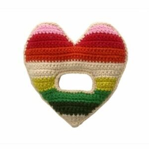 Hochet Coeur tricot BIO Rayure Multicolore ANNE-CLAIRE-PETIT l www.little-home.fr Jouet Eveil Design