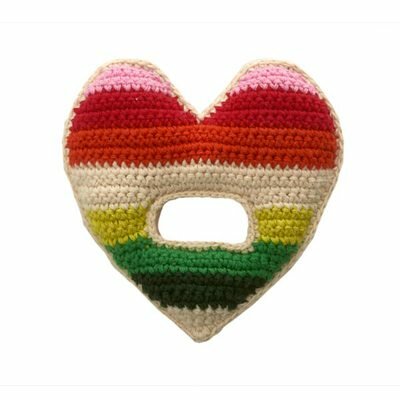 Hochet Coeur tricot BIO Rayure Multicolore ANNE-CLAIRE-PETIT l www.little-home.fr Jouet Eveil Design