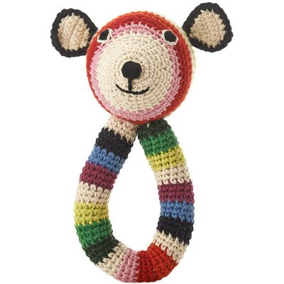 Hochet ours teddy en tricot BIO - multicolore ANNE-CLAIRE-PETIT