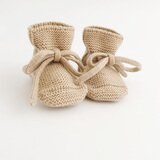 Chaussons Booties bébé naissance tricot avoine HVID