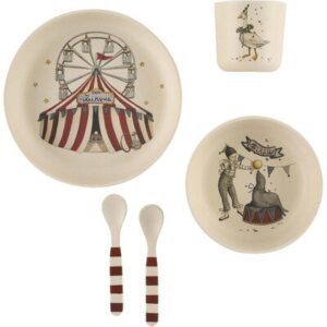 Coffret vaisselle Circus KONGES SLOJD l www.little-home.fr Repas bebe Enfant vaisselle fibres naturelles