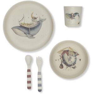Coffret vaisselle Baleine Whale KONGES SLOJD www.little-home.fr Repas bébé