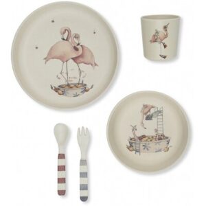 Coffret vaisselle Baleine Flamingo KONGES SLOJD www.little-home.fr