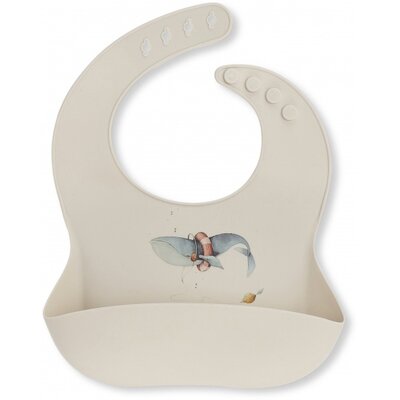 Bavoir silicone Naturel / Baleine bleue KONGES SLOJD