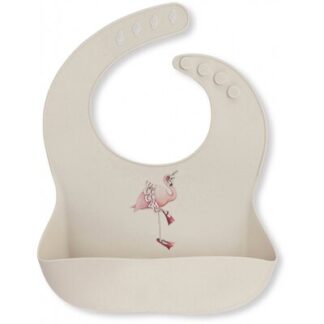 Bavoir silicone - Naturel / Flamant rose KONGES SLOJD