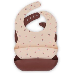 2 Bavoirs silicone - bloom / bordeaux KONGES SLOJD