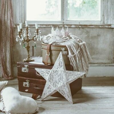 Lanterne étoile dentelle - rose poudre NUMERO 74