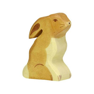 Animal figurine en bois Lapin assis HOLZTIGER Jouets en bois naturel écolos www.little-home.fr