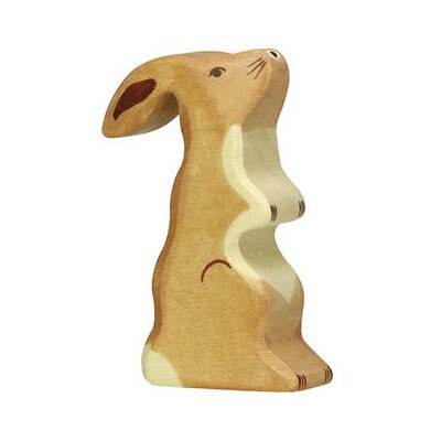 Animal en bois Lapin droit oreilles en l'air HOLZTIGER Jouets en bois naturel écolos www.little-home.fr