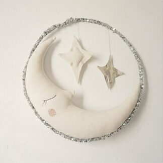 Mobile lune étoile argent BORAMIRI l www.little-home.fr Création made in France Bio Déco Chambre enfant